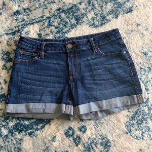 Ana Dark‎ Wash Denim Midi Shorts Stretch Jean Short